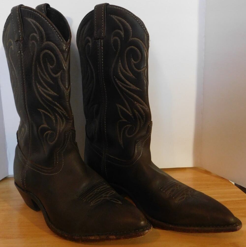 Code West Brown Leather Cowgirl Boots Pointed Toe Women's 8M 11631 Vintage